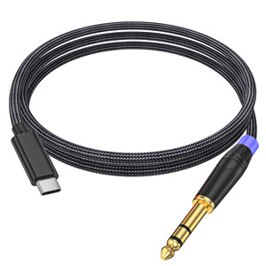 组装音频电缆类型-c至1/4音频适配器Aux插孔立体声USB C至6.35毫米1/4英寸TRS电缆，带高端芯片组 - Product Image 1