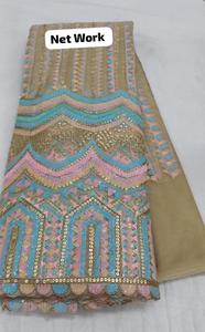 Siyah renk Mono Net kumaş nakış Sari son özel Saree etnik gelin düğün çarpıcı bak Bollywood Trendy - Product Image 4