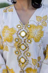 Bayanlar için orijinal kalite parti giyim Kurti seti ile tam Set pamuk Kurtis ile el bloğu baskılı Salwar Kameez - Product Image 5