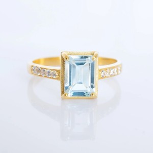 Klasik prenses kesim <span class=keywords><strong>sky</strong></span> blue topaz <span class=keywords><strong>cz</strong></span> kuvars yüzük 925 ayar gümüş eternity vermeil altın kaplama nişan düğün band yüzük