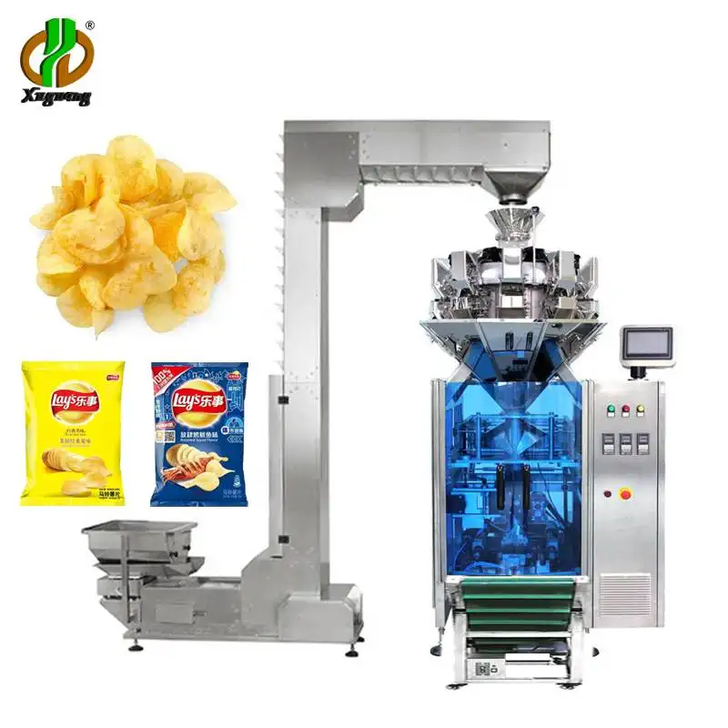 Máquina automática de pesaje y envasado de cabezales múltiples, bolsita pequeña, palomitas de maíz, hojaldre, máquina envasadora de granos verticales para arroz