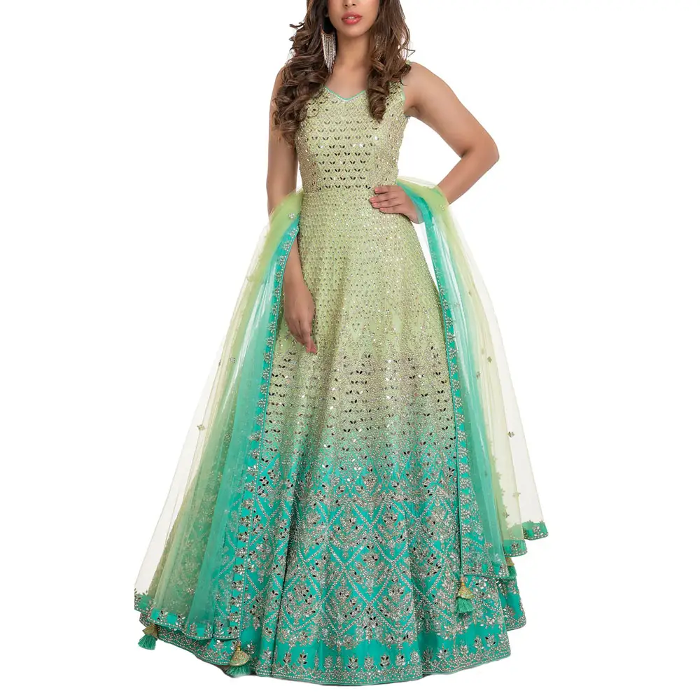 Mode Geborduurde Feestjurken Geborduurde Pakistaanse/Indian Dupatta Best Selling Salwar Kameez Party Dress