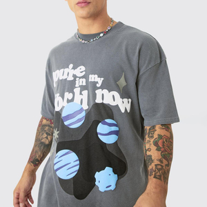 เสื้อยืดแขนสั้นของผู้ชายผ้าฝ้าย100% ลำลองเสื้อออกกำลังกายแบบไม่มีลายพิมพ์ลายตามสั่ง - Product Image 3