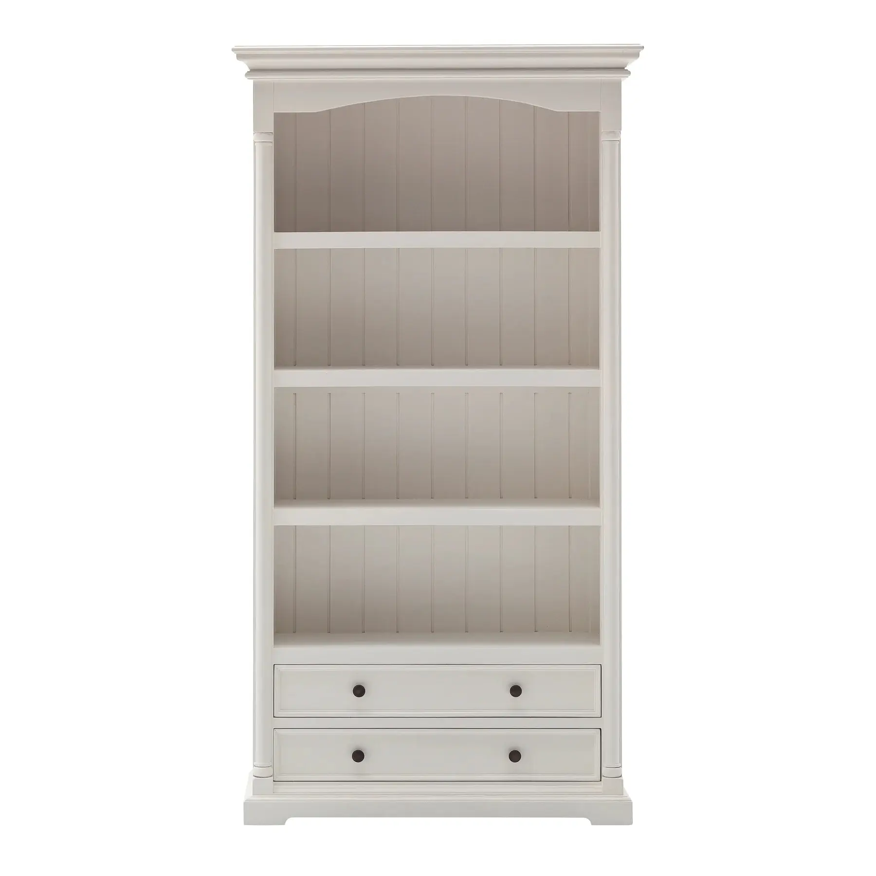 Librería pintada en blanco Estilo provenzal Material de madera de caoba Diseño de lujo Muebles de estantería para el hogar