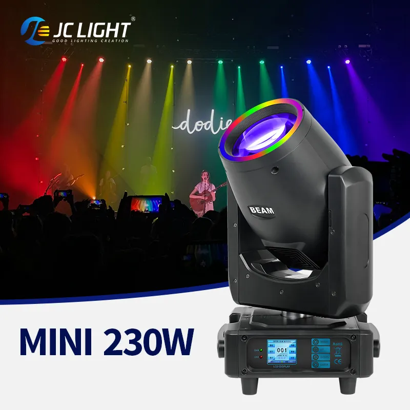 Dmx512ビーム230W7Rムービングヘッドライト230Wビームライト、LED Rgbリング付きシュガーピー7Rビーム230ウェディングステージディスコ照明