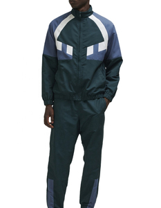 Custom Color Blocked Tracksuit Cut and Sew Men Windbreaker Zipper Jacket and Jogger Set Patchwork Track Nylon Tracksuit for Men