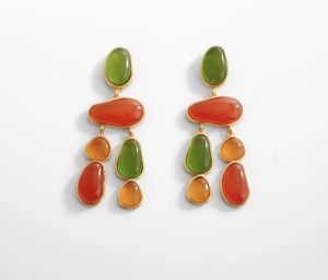 Vibrant Colorful Earrings With Gold Plating Bold Eye Catching Design <strong>MultiHued</strong> Accents Perfect for Adding a Pop of Color - Product Image 1