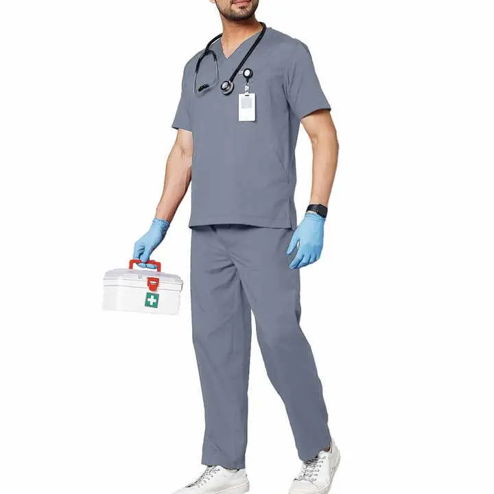 Mujeres hombres mujeres negro enfermera ropa de enfermería personalizado al por mayor hospital médico uniforme traje tops pantalón conjuntos matorral