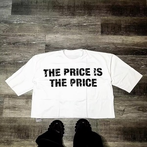 カラークロップドグラフィックプライベートラベルメーカー米国で新しいバルクTシャツサプライヤー到着印刷用ホワイトTシャツ