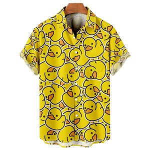 Ördek 3d baskı gömlek erkekler moda havai gömleği kısa kollu rahat plaj gömlek erkek tek göğüslü bluz erkek giyim - Product Image 1
