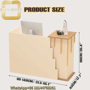 实木前台豪华现代沙龙接待台供应商led灯定制尺寸接待台 - Product Image 3