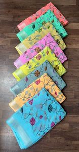 Lilen baskı saree 6 metre kesim saree özel tasarım - Product Image 5