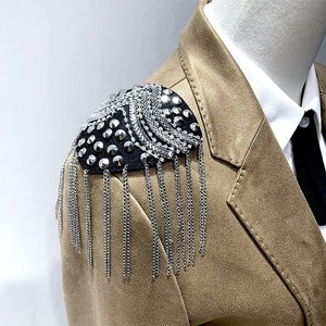 Wholesale Hand Made Silver Chain Shoulder Epaulettes Tactical Uniform Embroidered Shoulder <strong>Badges</strong> <strong>2025</strong> Best Selling - Product Image 4