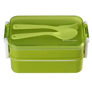 調理器具で電子レンジで利用可能なプラスチック製の食品容器2つの積み重ね可能な層モダンなプラスチック製の弁当弁当箱 - Product Image 1
