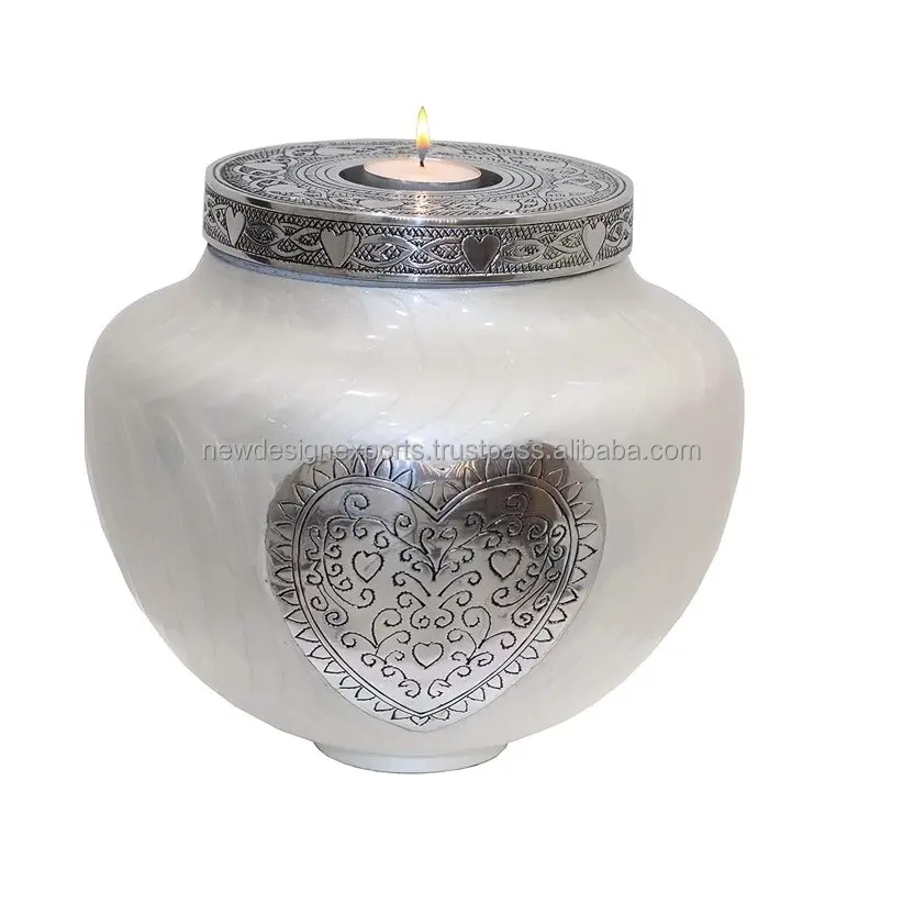 White Candle Crema tion Urn Display zu Hause oder zur Beerdigung für menschliche Asche Adult Modern Beautiful Memorial Urn 6x5