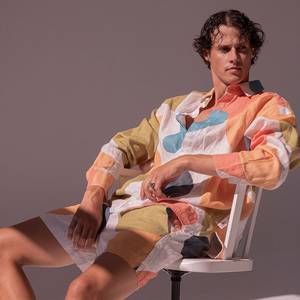 Orijinal baskılı gömlek ve pantolon loungewear ile erkekler için yumuşak keten seti (gömlek ve şort) | Düğme aşağı gömlek | Yaz için gömlek - Product Image 6