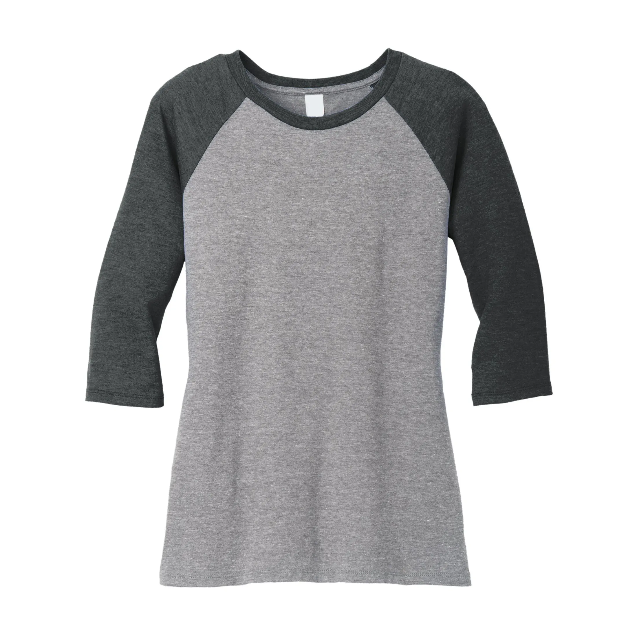 Plus Size Raglan T-shirts das mulheres Personalizado casual Top Design Raglan T-shirts das mulheres de Alta Qualidade cinza tingido manga preta