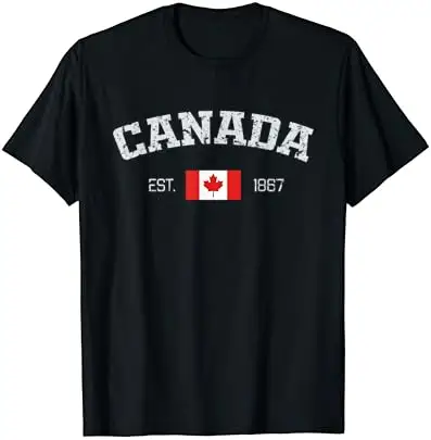 Camiseta de hoja de arce canadiense Retro Vintage con bandera de Canadá