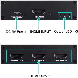 Divisor de video de 3 puertos 4K HDMI 1,4 de alta calidad Caja distribuidora de audio de 1 en 3 salidas con soporte HDR 10 3D - Product Image 2