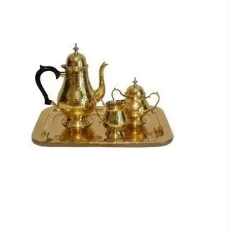 Service à thé de cuisine avec logo et emballage personnalisés en or antique Pot à café en acier inoxydable fabriqué en Inde