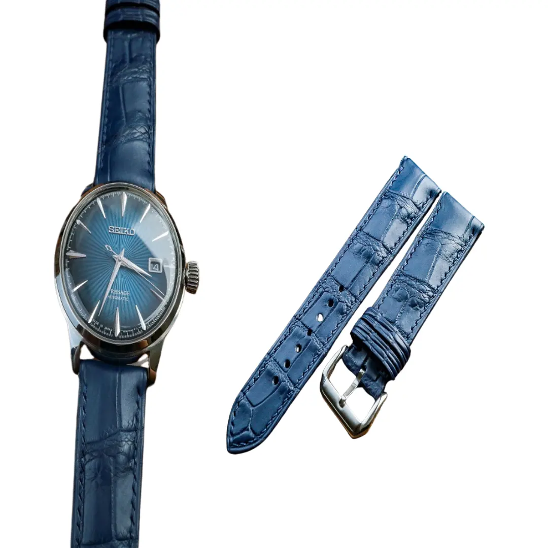 वियतनाम निर्माता से सर्वोत्तम मूल्य वाली स्मार्ट घड़ी बैंड और सहायक उपकरण घड़ी चमड़े का पट्टा नीला रंग