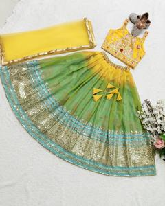 现成的儿童女孩<span class=keywords><strong>lehenga</strong></span> choli派对穿eid印度女孩设计师服装