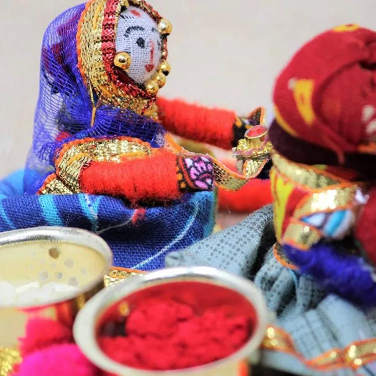 인도 손 만든 손 페인트 나무 장식 신부 주홍색 홀더 결혼식 호의 인도 신부 상자