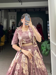Tasarımcı koleksiyonu ağır Georgette ipek <span class=keywords><strong>Lehenga</strong></span> nakış dizisi ile yetişkinler için Adults ya Choli telkari bilezik in 2025