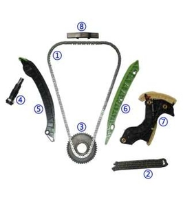 Zamanlama zinciri kiti 8 adet Set zincirleri, dişli, gerdiriciler, kılavuz rayı, Mercedes M271 OEM <span class=keywords><strong>A0009931078</strong></span> A0009935876 için slayt rayları