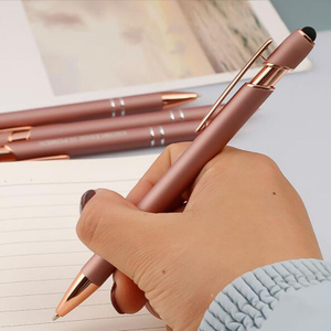 NM-62 Rose Gold <strong>2</strong> in 1 Metal Ballpoint <strong>Pen</strong> Multi-function <strong>Stylus</strong> Writing <strong>Pens</strong> Laser LOGO for Advertising Promotional <strong>Pens</strong> - Product Image 4