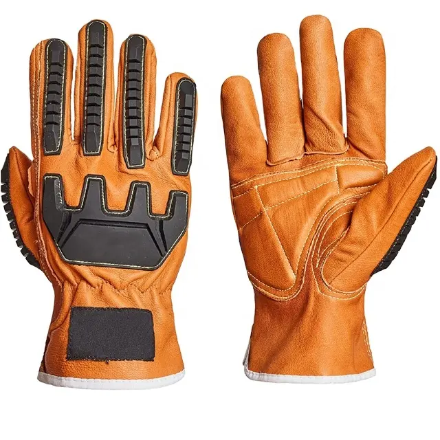 Hochwertige TPR-Schutz handschuhe aus echtem Leder Großhandel OEM Cut Resistant Sicherheits handschuhe Best TPR Impact Gloves