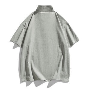 大码8xl马球衫男士拼布超大5xl 6xl 7xl拉链向上透气短袖夏季男士立领t恤 - Product Image 3