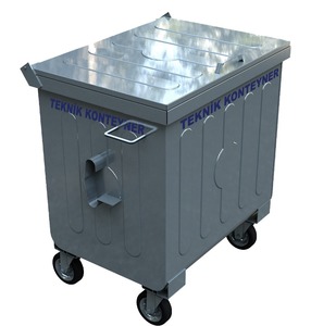 Contenedor de basura de metal de 1100 Litros con cubierta de metal con pedal Contenedor de basura - Product Image 2