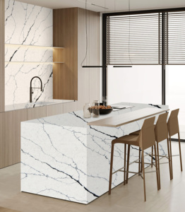 Nhà Máy Bán buôn cao cấp cắt lớn Hiện Đại Trắng calacatta nhân tạo Quartz slab Countertop sàn chống cháy thân thiện với môi 5-năm - Product Image 2