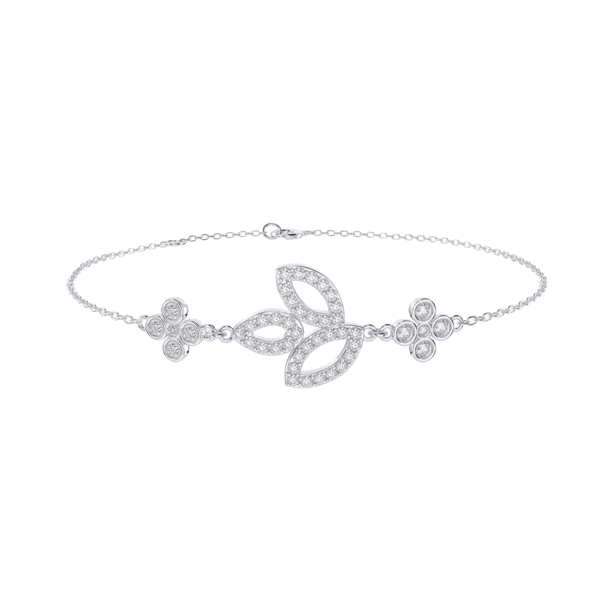 Nuovi braccialetti di moda 10K solido oro bianco fiore a forma di zircone pietra Fine gioielli bracciali donna