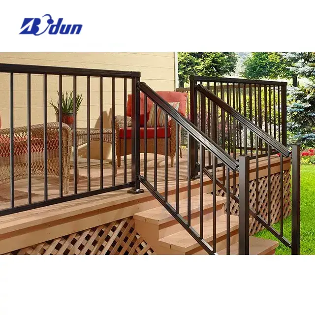 Odun-barandilla de acero de hierro y aluminio para Villa, barandilla de fácil instalación con recubrimiento en polvo para balcón y escalera