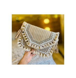 可愛い手作りジュートショルダーバッグ女性用再利用可能 - Product Image 1