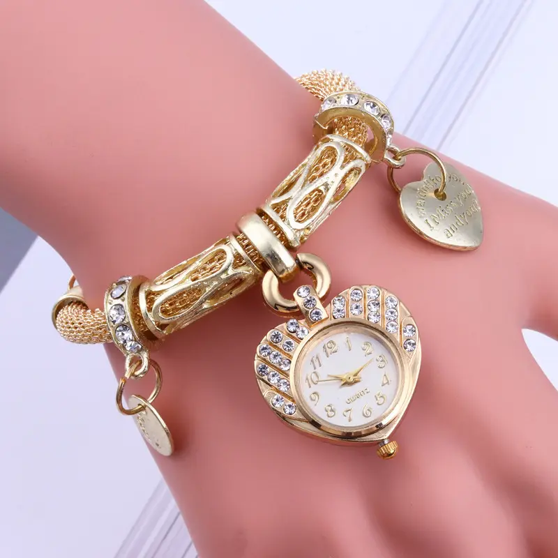 Nova Chegada Relógio de Ouro Mulher & Relógios Ladies Diamante Relógio de Forma Relógio & Relógio Moda Para Mulheres Pulseira de Relógio/