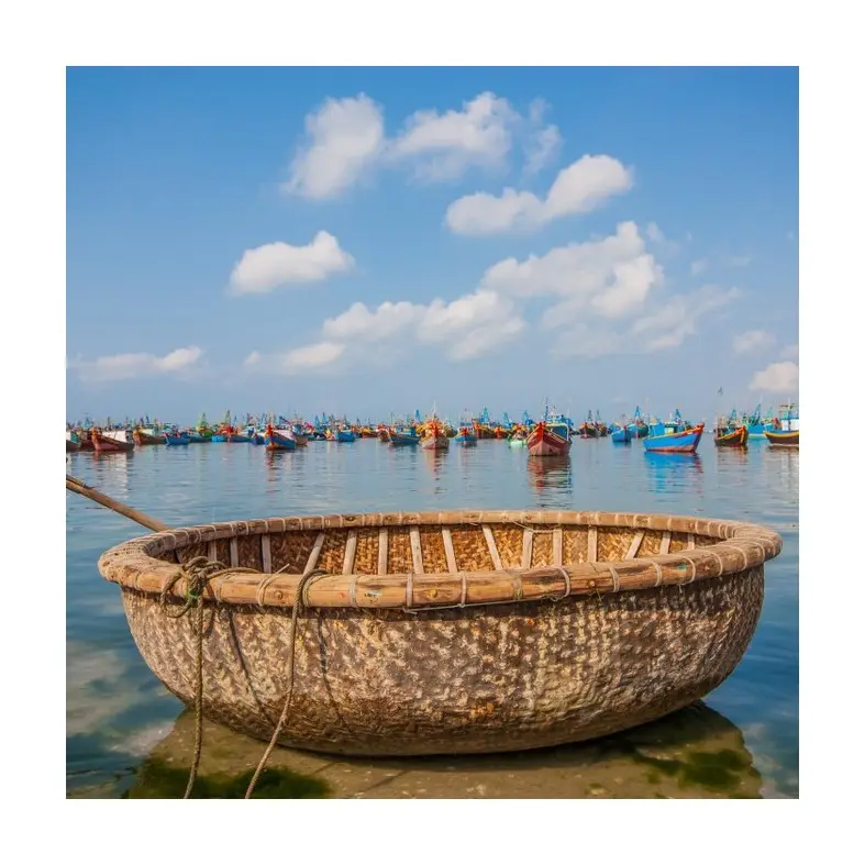 Event Festival kleine Bambus boote Großhandel günstigsten Preis aufblasbare Fischerboote handgemachte Ruder runde Coracle