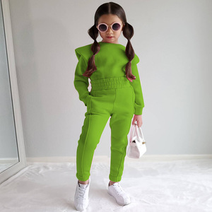 卸売フーディーキッズ冬服セットパーカートラックスーツフーディーロングパンツ2ピース男の子と女の子ジョギングセット