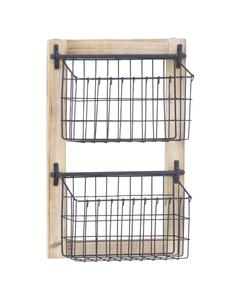 Chất Lượng Cao 2-Khe Cắm Màu Đen Kim Loại Tạp Chí Giá Chủ Treo Giỏ 14 "X 4" X 22 "Với Sơn Mài Kỹ Thuật Cung cấp - Product Image 1