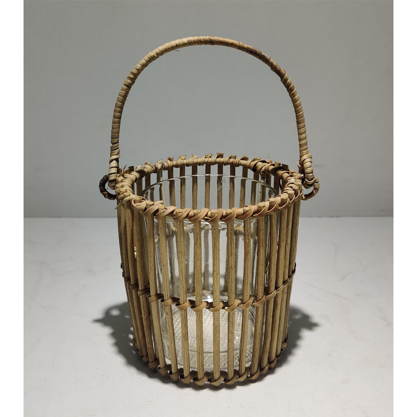 Plain Transparent Glass & Natural Bamboo