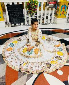 ブラックゴールデンKasturiシルク-Georgette Lehngaスパンコール付きドリワークシーケンス & ドリLehenga Choli服 - Product Image 6