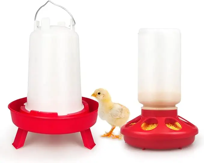 Comedero automático de altura ajustable para pollitos y patas de bebedero en aves de corral