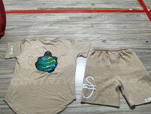 Özelleştirilmiş baskılı Logo yıkama 2 parça grafik gömlek ve erkekler için kısa Set yaz eşofman erkek T-Shirts t-shirt ve şort takımı - Product Image 2