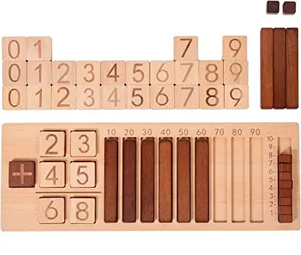 New Arrival Wooden math set / Wooden math board for learning addition and subtraction High Quality Handmade Natural Finished