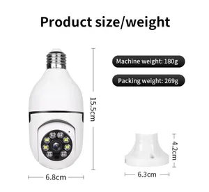 2024 1080P WiFi E27 Lampe IP-Kamera Farbe Nachtsicht Auto Tracking PTZ Sicherheit CCTV Video Bulb Kamera - Product Image 4