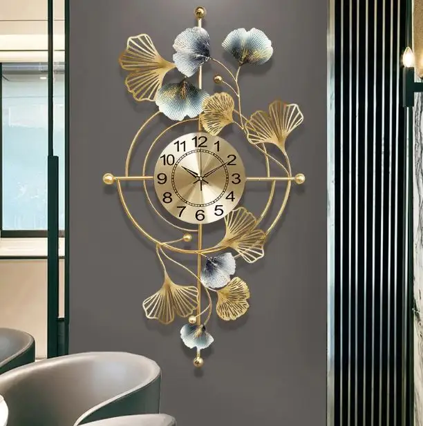 Ak-Reloj de pared de Metal, de latón dorado, nórdico, Vertical