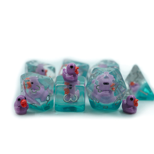 Özel D & D sıvı çekirdek zar ve sıvı mor ördek keskin kenar zindan ve ejderha Pathfinder kurulu oyunları 7 adet zar seti - Product Image 6