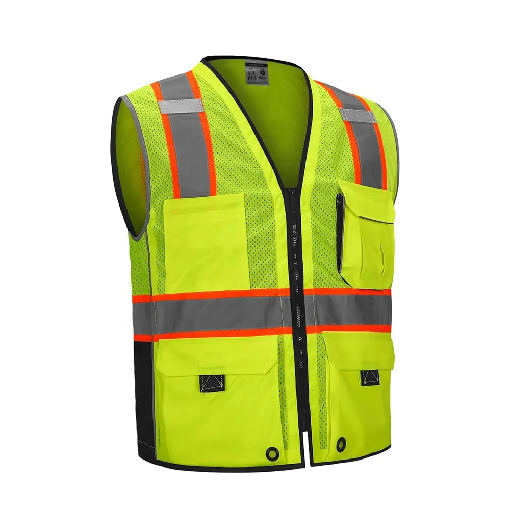 Top Quality Men Protective Workwear Vest 100% Poliéster Malha Pura Reflexiva Preço Atacado Colete De Segurança Para O Trabalho De Construção